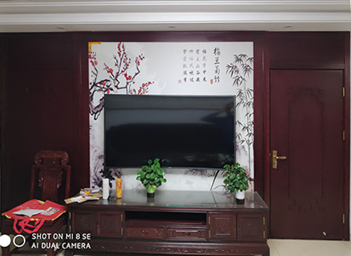 长宁中式家庭装修电视柜效果展示
